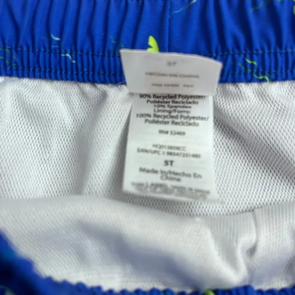 Wonder Nation Boys 5T Blue Shark Print Swim Trunks